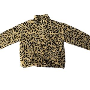 Polo Ralph Lauren leopard print faux sherpa zip pullover. Girls 8-10